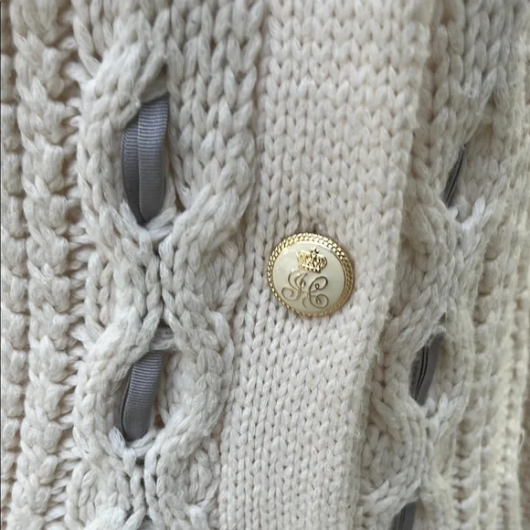 Juicy Couture Cream Cable Knit Cardigan Sweater - Picture 3 of 11